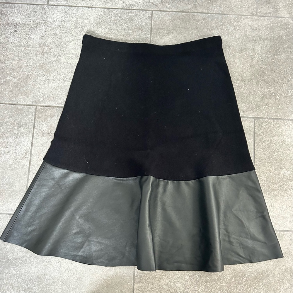 Siani Milano black knit & faux leather peplum  Skirt